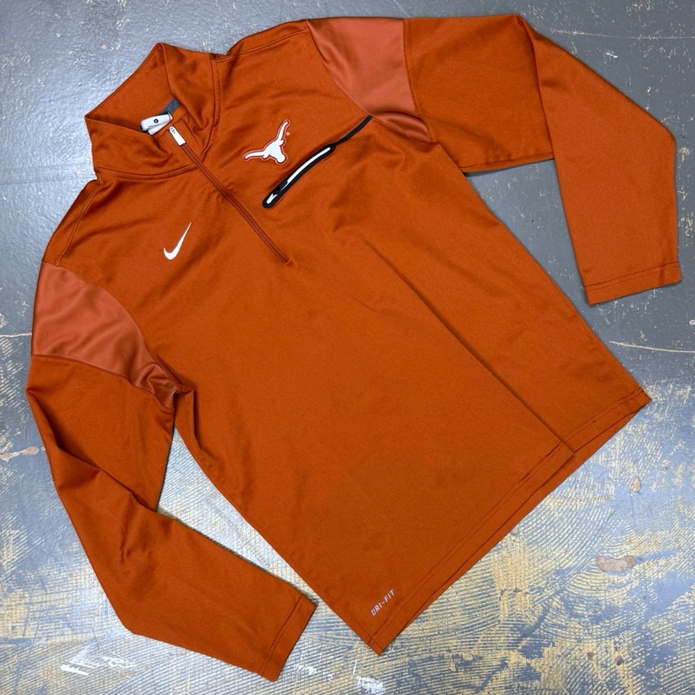 Nike Texas Longhorns Pull Over 1/4 Zip Crewneck Sweater Small 32888X-TX5 Orange